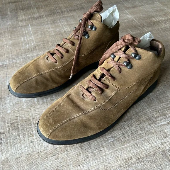 Salvatore Ferragamo Brown Suede Bike toe Ankle Boots Casual Shoes Mens 11 2E EUC