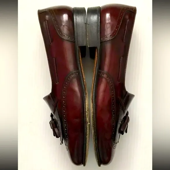 Salvatore Ferragamo Loafers Burgundy Tassel Slip On Shoes SZ 8.5 Made In Italy