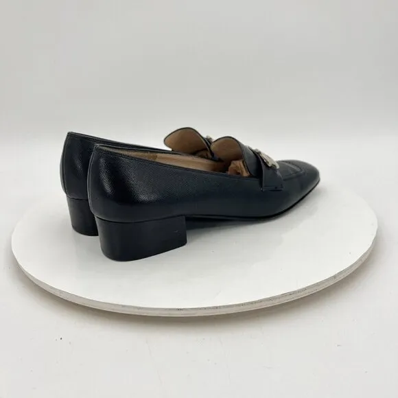 Salvatore Ferragamo Women Size 6 Black Leather Horse Bit Slip On Low Heel Shoes