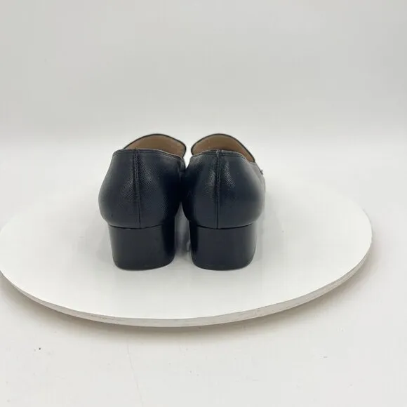 Salvatore Ferragamo Women Size 6 Black Leather Horse Bit Slip On Low Heel Shoes