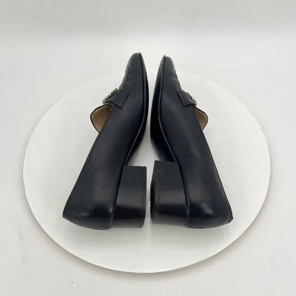 Salvatore Ferragamo Women Size 6 Black Leather Horse Bit Slip On Low Heel Shoes