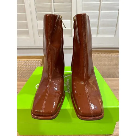 Sam Edelman Irie Square Boots Cinnamon Size 6.5 NIB Sleek Timeless