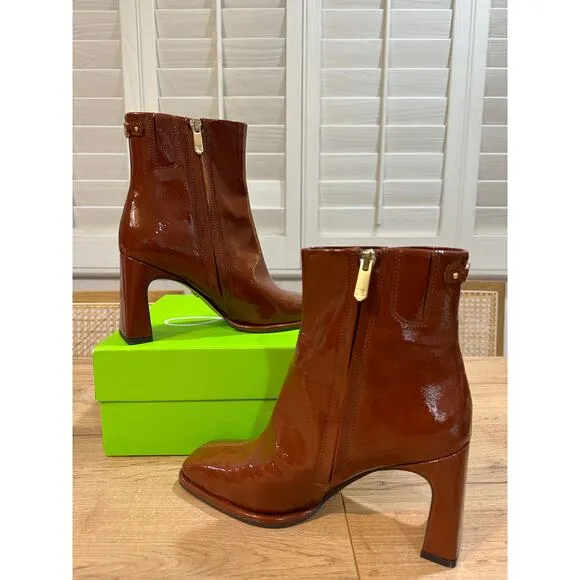Sam Edelman Irie Square Boots Cinnamon Size 6.5 NIB Sleek Timeless