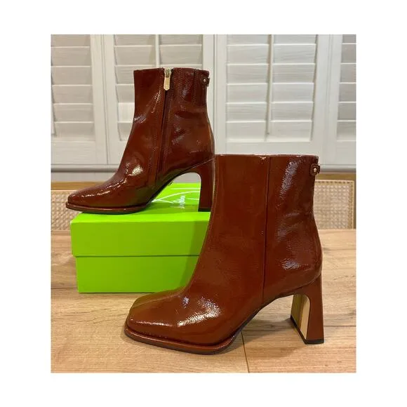 Sam Edelman Irie Square Boots Cinnamon Size 6.5 NIB Sleek Timeless