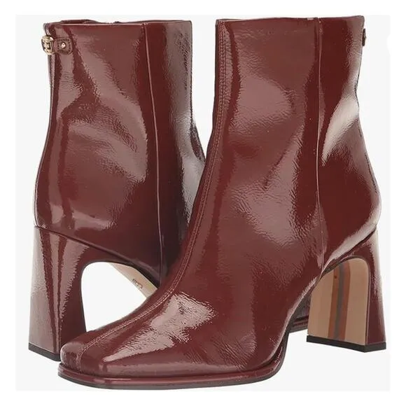 Sam Edelman Irie Square Boots Cinnamon Size 6.5 NIB Sleek Timeless