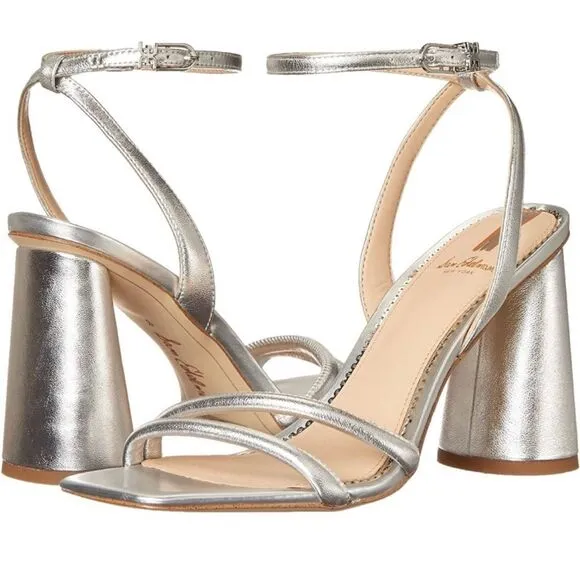 Sam Edelman Kia Block Heel Sandal Heel Soft Silver Leather Size 10