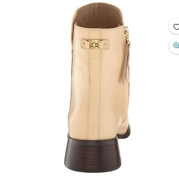 Sam Edelman Thatcher Square Toe Faux Leather Boots, 7.5 Eggshell, Ivory NWOB