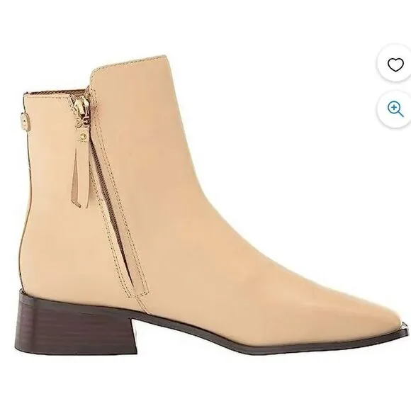 Sam Edelman Thatcher Square Toe Faux Leather Boots, 7.5 Eggshell, Ivory NWOB