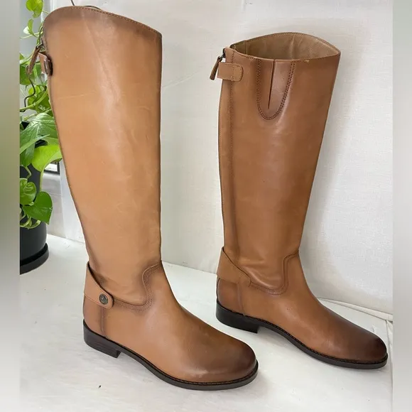 Sam Edelman Women's Penny Leather tall Riding Boot 7M Whiskey Leather‎