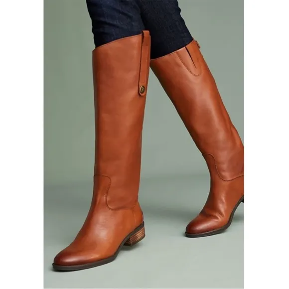 Sam Edelman Women's Penny Leather tall Riding Boot 7M Whiskey Leather‎