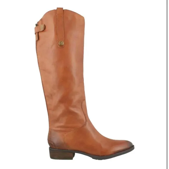 Sam Edelman Women's Penny Leather tall Riding Boot 7M Whiskey Leather‎