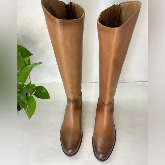 Sam Edelman Women's Penny Leather tall Riding Boot 7M Whiskey Leather‎