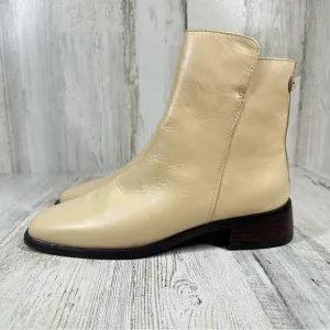 Sam Edelman Women's Thatcher Beige Leather Square Toe Ankle Boots #1076