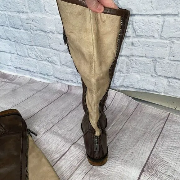 Sam Edelman Patrice women 6 side zip boots brown &amp; tan