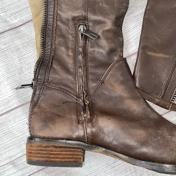 Sam Edelman Patrice women 6 side zip boots brown &amp; tan