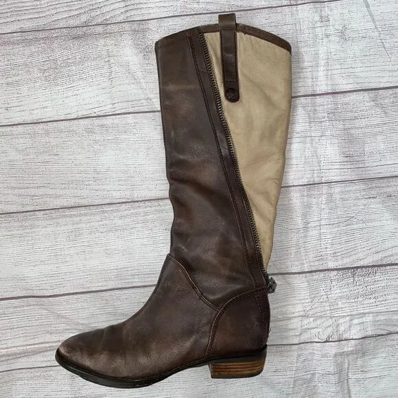 Sam Edelman Patrice women 6 side zip boots brown &amp; tan