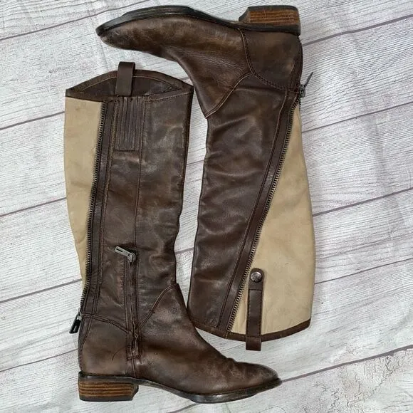 Sam Edelman Patrice women 6 side zip boots brown &amp; tan