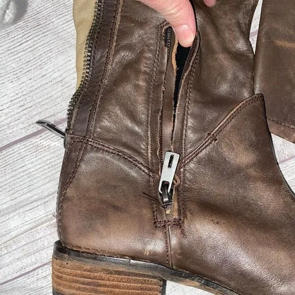 Sam Edelman Patrice women 6 side zip boots brown &amp; tan