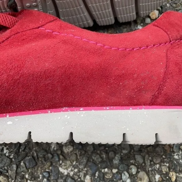 Samuel Hubbard red men’s suede slipon tennis shoes