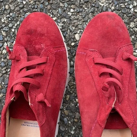 Samuel Hubbard red men’s suede slipon tennis shoes