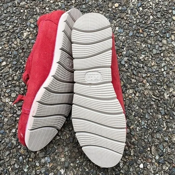 Samuel Hubbard red men’s suede slipon tennis shoes