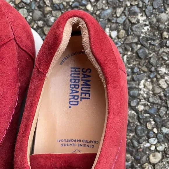 Samuel Hubbard red men’s suede slipon tennis shoes