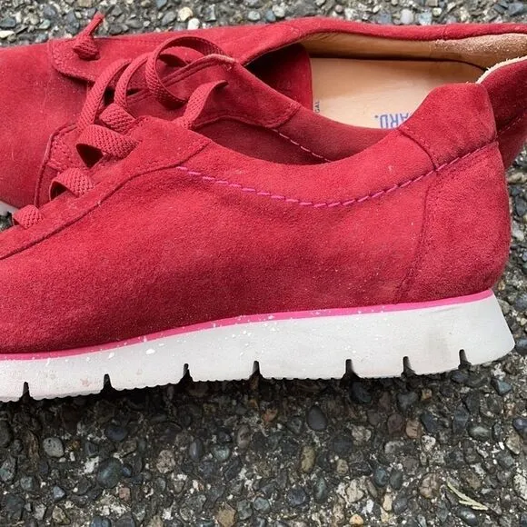 Samuel Hubbard red men’s suede slipon tennis shoes