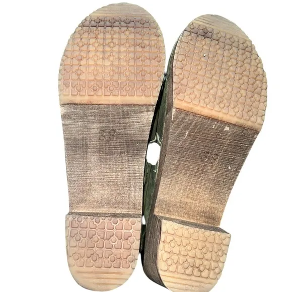 Sandgren Suede Leather Wooden Clogs Shoes Womens 7.5 US 38 EUR Slip On  Olive