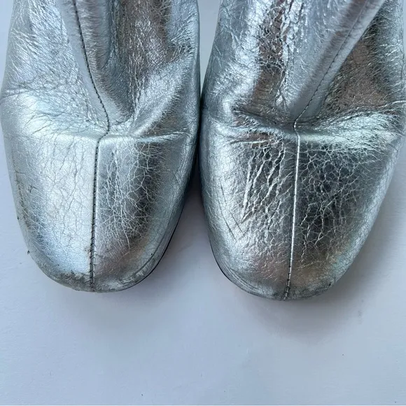 Sandro ARGENT Sacha Silver Metallic Leather Heeled Ankle Boots
