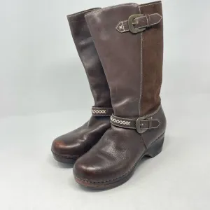 Sanita Brown Suede Leather Clog Zip Boots sz. 37 (.6.5 - 7)