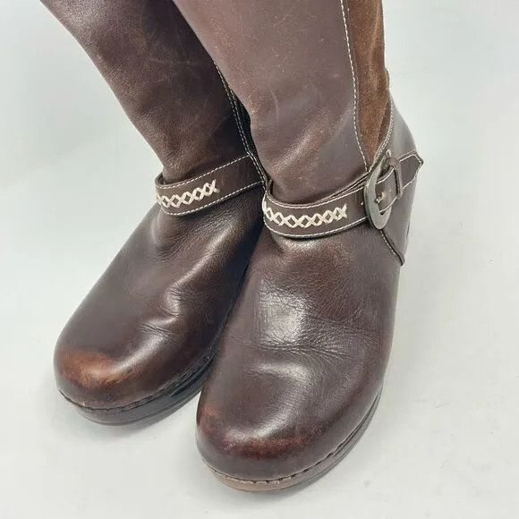 Sanita Brown Suede Leather Clog Zip Boots sz. 37 (.6.5 - 7)
