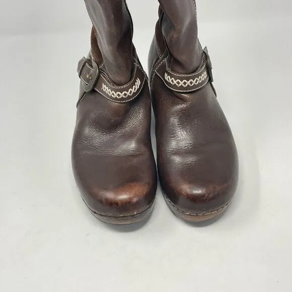 Sanita Brown Suede Leather Clog Zip Boots sz. 37 (.6.5 - 7)