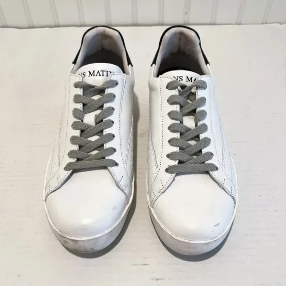 Sans Matin Original C20 Greek Letters White Leather Lace Up Low Sneakers 38