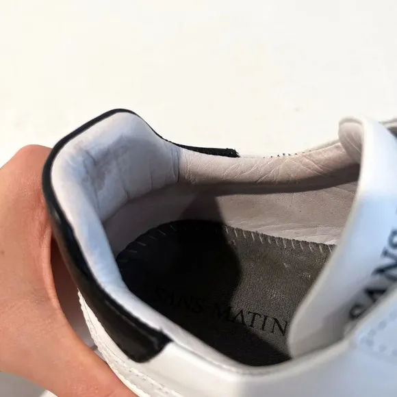 Sans Matin Original C20 Greek Letters White Leather Lace Up Low Sneakers 38