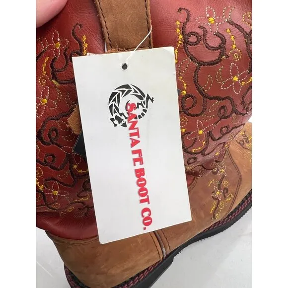 Santa Fe Boot Co Boots Womens SZ 10 Cowboy Western Floral Embroidered Square Toe