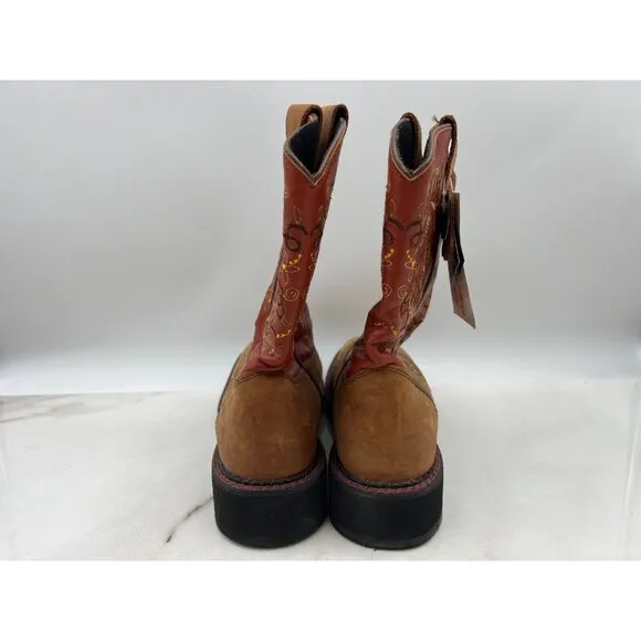 Santa Fe Boot Co Boots Womens SZ 10 Cowboy Western Floral Embroidered Square Toe