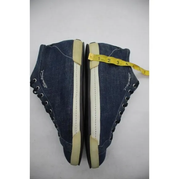 Santoni High-Top Denim Sneakers Men's Size UK 8 Blue Sneakers Made in Italy