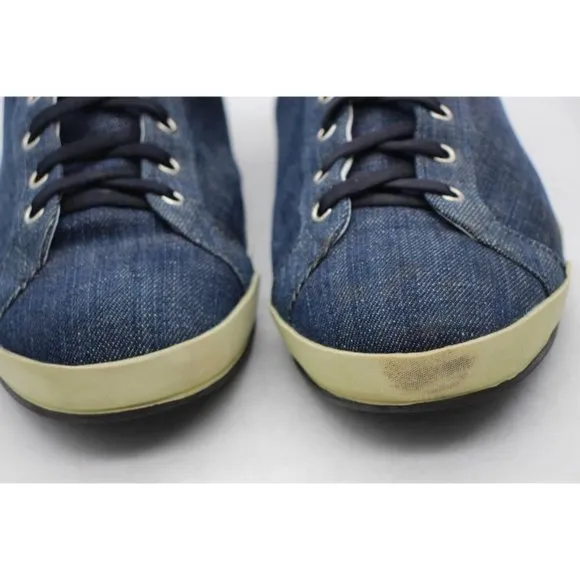 Santoni High-Top Denim Sneakers Men's Size UK 8 Blue Sneakers Made in Italy