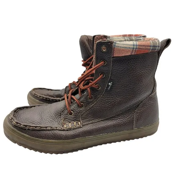 Sanuk Stratton Deluxe Leather Brown Lace Up Boots Mens 8 - 1014131