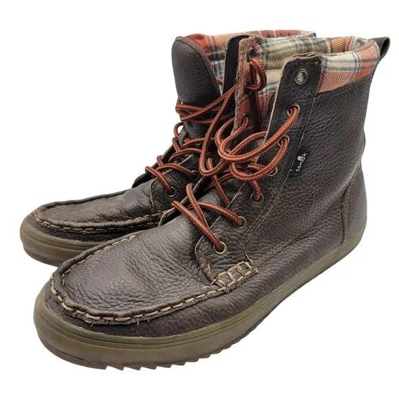 Sanuk Stratton Deluxe Leather Brown Lace Up Boots Mens 8 - 1014131
