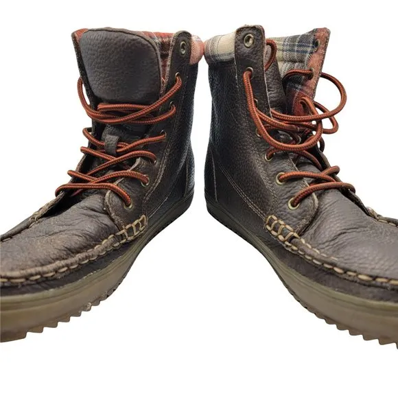 Sanuk Stratton Deluxe Leather Brown Lace Up Boots Mens 8 - 1014131