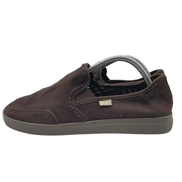 Sanuk Vagabond Mens 9.5 Dark Brown Slip-On Sneaker LX Comfort Casual Shoes