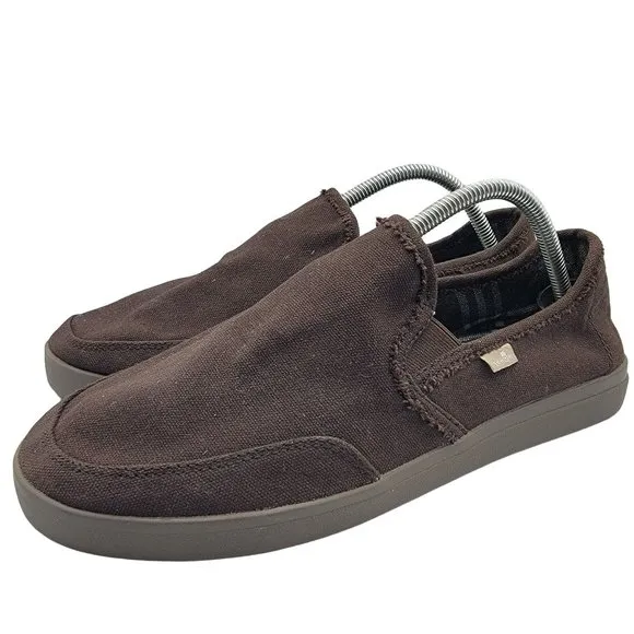 Sanuk Vagabond Mens 9.5 Dark Brown Slip-On Sneaker LX Comfort Casual Shoes