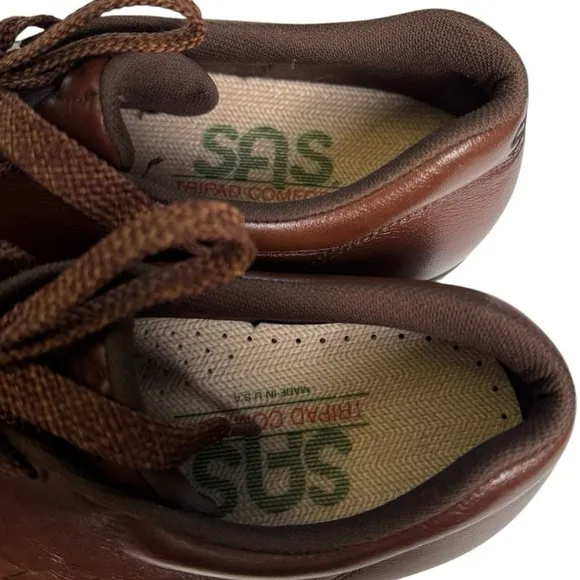 SAS Free Time Teak Brown Leather Walking Shoes Oxfords Women's Size 6.5N