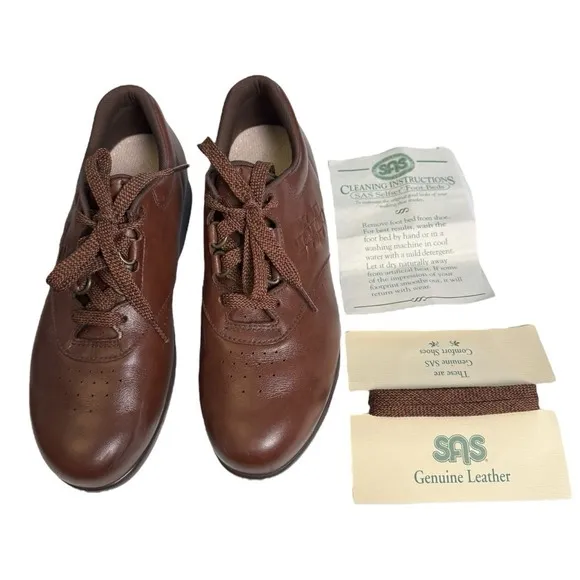 SAS Free Time Teak Brown Leather Walking Shoes Oxfords Women's Size 6.5N