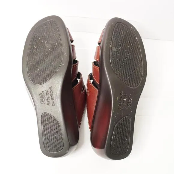 SAS Sandals Tripad Comfort Tango Fishermen Wedge Slip On Red Leather Shoes WMN 7