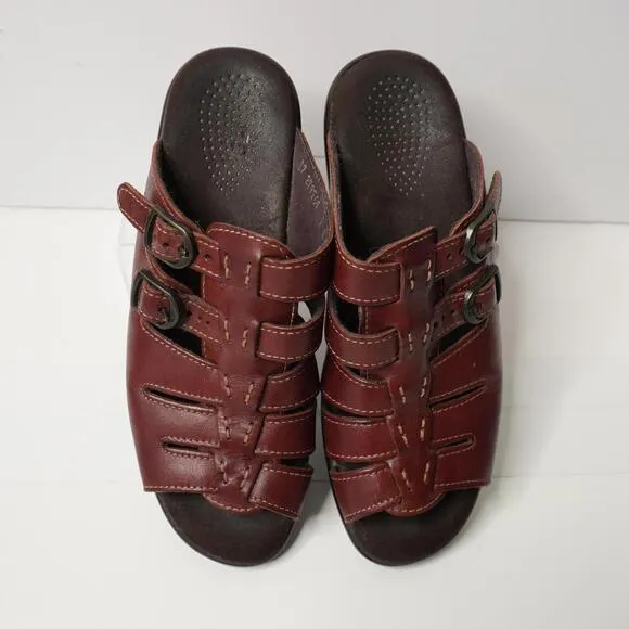 SAS Sandals Tripad Comfort Tango Fishermen Wedge Slip On Red Leather Shoes WMN 7
