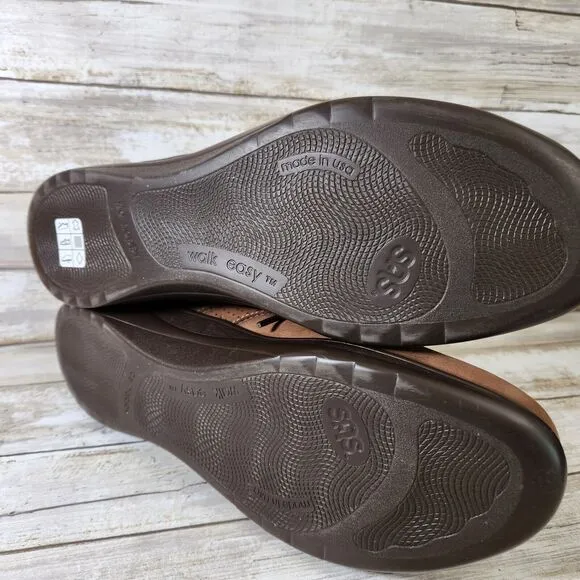 SAS Women's Size 10N Walk Easy Lace Up Brown Nubuck Comfort Walking Shoes EUC
