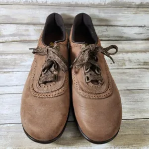SAS Women's Size 10N Walk Easy Lace Up Brown Nubuck Comfort Walking Shoes EUC