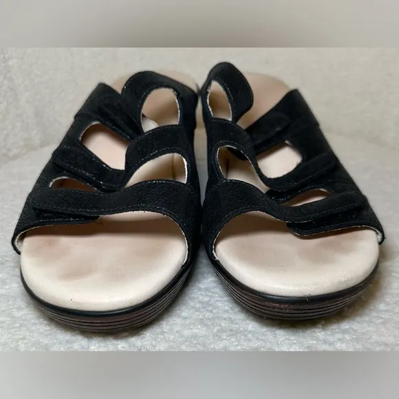 SAS women’s wedge black brown Velcro walking comfort shoes sandals summer 8WW